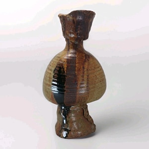 Vintage MCM Studio Pottery Vase Brutalist Hand Thrown Ceramic Art Bottle 13.25"