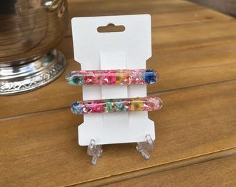 Custom dried flowers resin hair clip
