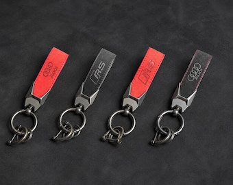Audi RS Keychain – Premium Suede Leather Keyring – audi rsCar Accessory – Gift for RS Enthusiasts - AUDI keychain