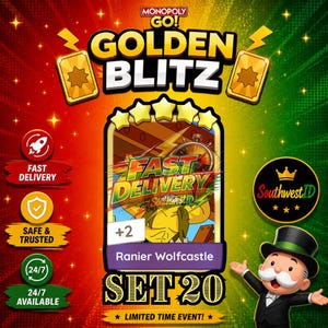 RANIER WOLFCASTLE - Golden Blitz Monopoly GO! 5 Star Stickers - Set 20 Fast Delivery