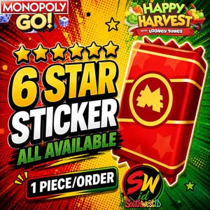 6 beliebige STERNE-AUFKLEBER – Monopoly GO! Happy Harvest Album – Wähle ein Teil