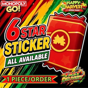 6 STAR STICKER - Monopoly GO! Happy Harvest Album - 1 Piece/Order