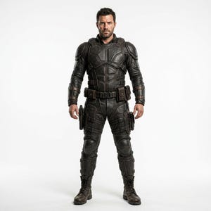 Men's Sci-Fi Tactical Leather Armor Suit, Bespoke Commando Cosplay Outfit