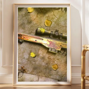 Affiche Dragon Lore AWP, Skin de sniper CS, Décoration murale pour gamer