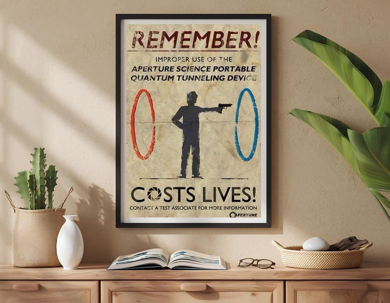 Portal Poster, Aperture Science Safety Print, Gamer Wall Art - Etsy
