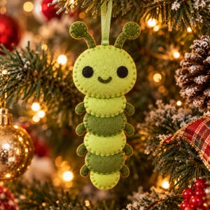 Caterpillar Felt Sewing Pattern PDF, Cute Insect Ornament, Felt Bug Pattern, Beginner Hand Sewing Project, Digital Download