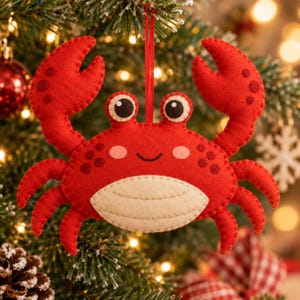 Felt Crab Sewing Pattern PDF, Crab Ornament Pattern, Felt Bag Charm Pattern, Printable Digital Download