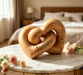 Personalized Interlocking Wooden Hearts | Engraved Couple Names, Anniversary Wedding Valentines Day Gift for Wife Husband Her Him Gift Boxed