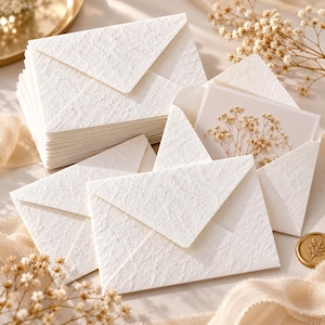 30 vita präglade blommiga bröllopskuvert, 350 gsm lyxpapper (11 x 16 cm)