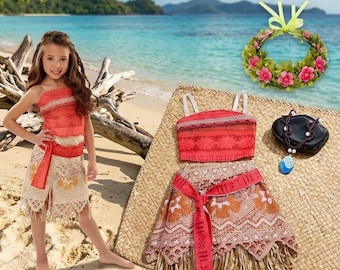 Polynesian Inspired Princess Costume for Girls, Ocean Adventure Dress Up Outfit
