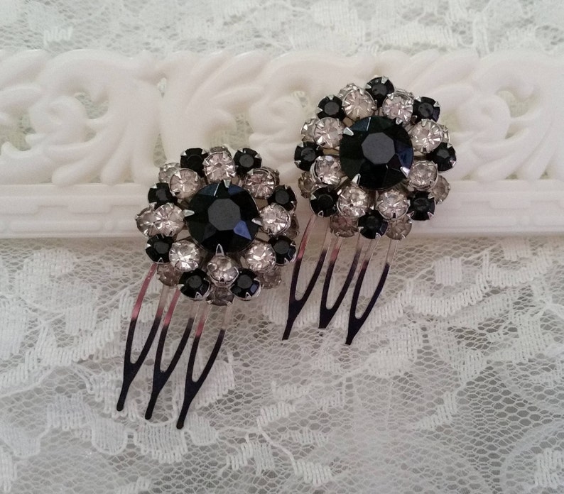 Black Stack Vintage Bridal Hair Combs Bride Bridesmaids Mother Etsy