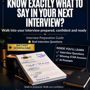 Interview Cheat Sheet | STAR Interview Answers | Job Interview Guide | Interview Questions & Answers | Digital Download