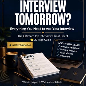 Job Interview Cheat Sheet | Interview Questions & Answers | STAR Method Guide | Prep Workbook | Career Digital Download