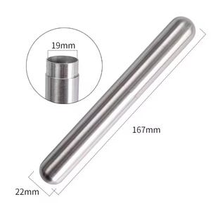May include: A cylindrical silver-colored metal tube with a smooth finish. The object has a total length of 167mm, a diameter of 22mm, and an opening diameter of 19mm as indicated by the technical measurement lines and labels shown in the image.