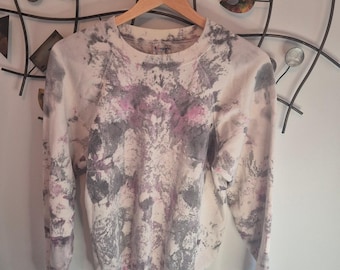 90s Hanes Large Tie-Dye Sweatshirt Grey and Purple Comfortable Casual Pullover