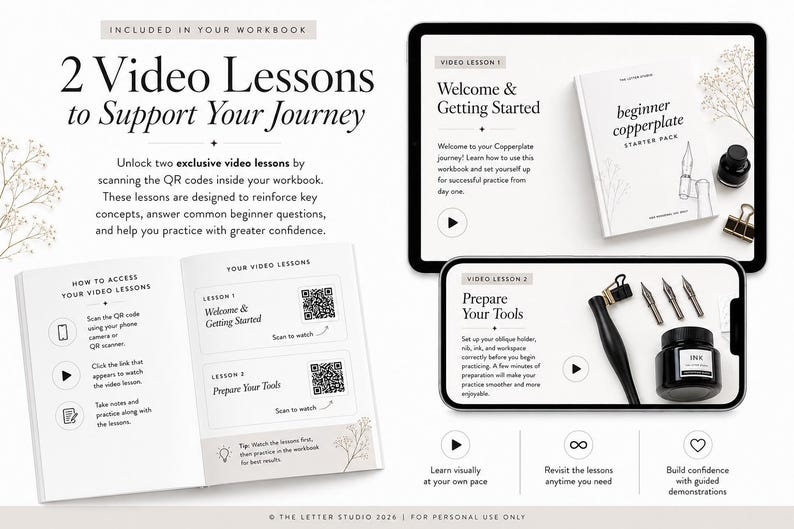 Copperplate Calligraphy Workbook Beginner Printable Practice Sheets | 2 ...