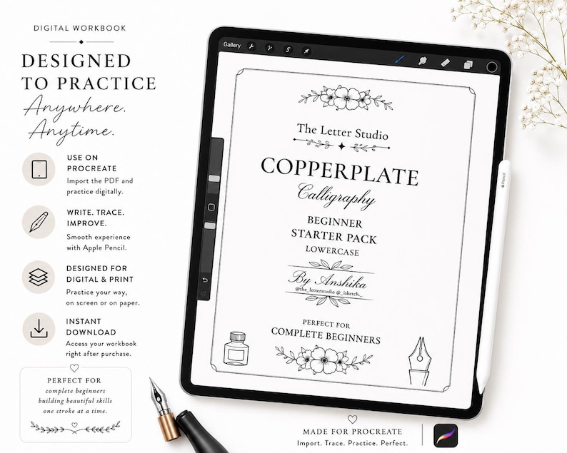 Copperplate Calligraphy Workbook Beginner Printable Practice Sheets | 2 ...