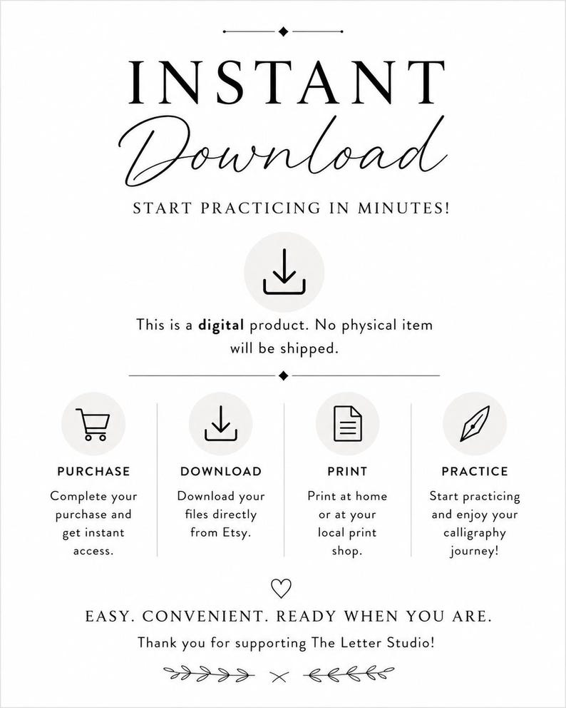 Copperplate Calligraphy Workbook Beginner Printable Practice Sheets | 2 ...