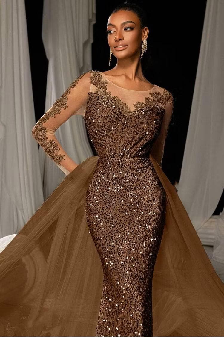 brown dress with gold detail Gown Size:10H 66 Bad Bridesmaid Dress style bodice with intricate Maxi/Midaxi_C