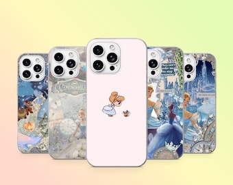 Funda para teléfono de la Princesa Cenicienta de Disney para iPhone 17Pro, 16, 15, 14, 13, 12, Samsung S26, S25, S24, S23Fe, A16, A56, Pixel 10, 9Pro