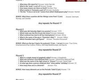 General Knowledge Trivia - Questions and Answers Only!