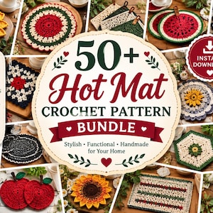 50+ virkmönster för Hot Mats | PDF-mönster för Hot Pad, grytlapp och grytunderlägg | Virkpaket för kök | Digital nedladdning