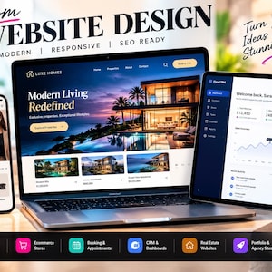 Maatwerk responsief websiteontwerp, landingspagina, SEO-configuratie (digitaal project)