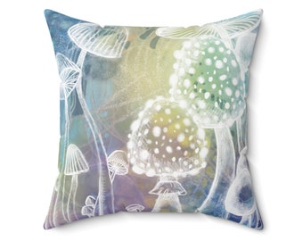 Psychedelic Mushroom Pillow & Cover Mushrooms Colorful Illustration Throw Pillows Decorative Forest Shrooms Cushions Shroom Scatter Pillows