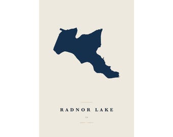 Radnor Lake Map Print, Radnor Lake Poster, Minimalist Lake Map Wall Art, Lake House Decor, Tennessee Gift