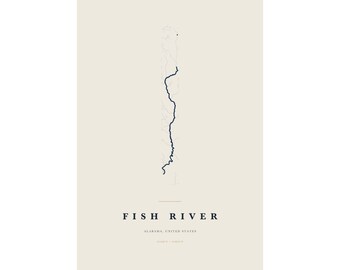 Fish River Map Print, Fish River Poster, Minimalist River Map Wall Art, River House Decor, Alabama Gift
