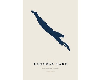 Lacamas Lake Map Print, Lacamas Lake Poster, Minimalist Lake Map Wall Art, Lake House Decor, Washington Gift