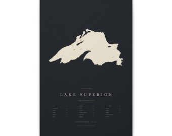 Lake Superior Shipwreck Map, Great Lakes Shipwrecks Poster, Edmund Fitzgerald, Maritime History Wall Art, Michigan Minnesota Gift on Stretch
