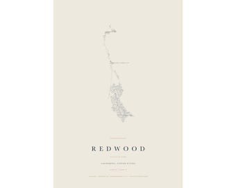 Redwood National Park Map Print, Redwood Poster, Minimalist National Park Wall Art, California Decor, Hiking Gift