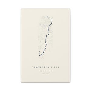 Deschutes River Map Print, Deschutes River Poster, Minimalist River Map Wall Art, River House Decor, Oregon Gift on Stretched Canvas
