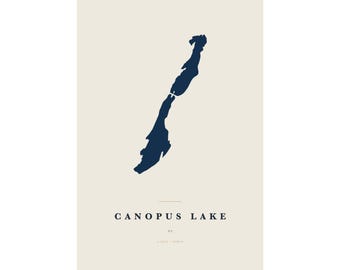 Canopus Lake Map Print, Canopus Lake Poster, Minimalist Lake Map Wall Art, Lake House Decor, New York Gift