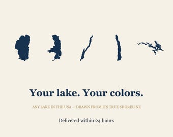 Retirement Gift Lake Map, Custom Any Lake Print, Personalized Retirement Gift for Him, Lake House Wall Art (Digital Download)