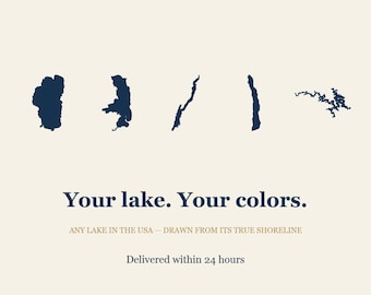 Anniversary Map Gift, The Lake Where It All Began, Personalized Lake Print with Names & Date, Engagement Gift (Digital or Print)