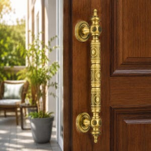 Royal Handle Pure Brass Main Door Handle| Heavy Duty Push Pull Door Handle for Home, Office, Hotel & Wooden Doors | Brass Pull Handle