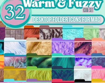 32 Textured Faux Fur Mac Folder Icons | Colorful Dopamine Decor Desktop Icons for macOS