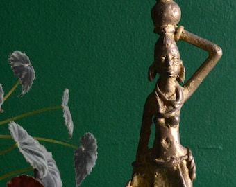 African Bronze Sculpture of a Woman