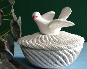 Vintage Italian Ceramic Dove Trinket Dish