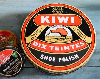 Large Vintage Kiwi Shoe Polish Advertising Tin