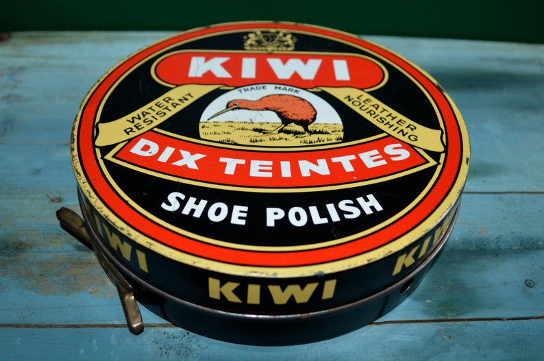 Large Vintage Kiwi Shoe Polish Advertising Tin Etsy