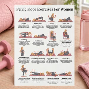 Exercícios de Kegel para Mulheres (PDF para imprimir) | Tabela de exercícios para o assoalho pélvico | Controle da bexiga e fortalecimento do core