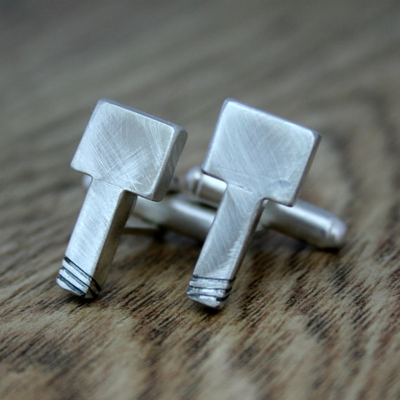 Thor's Hammer Cufflinks Silver Cufflinks Mythology Etsy