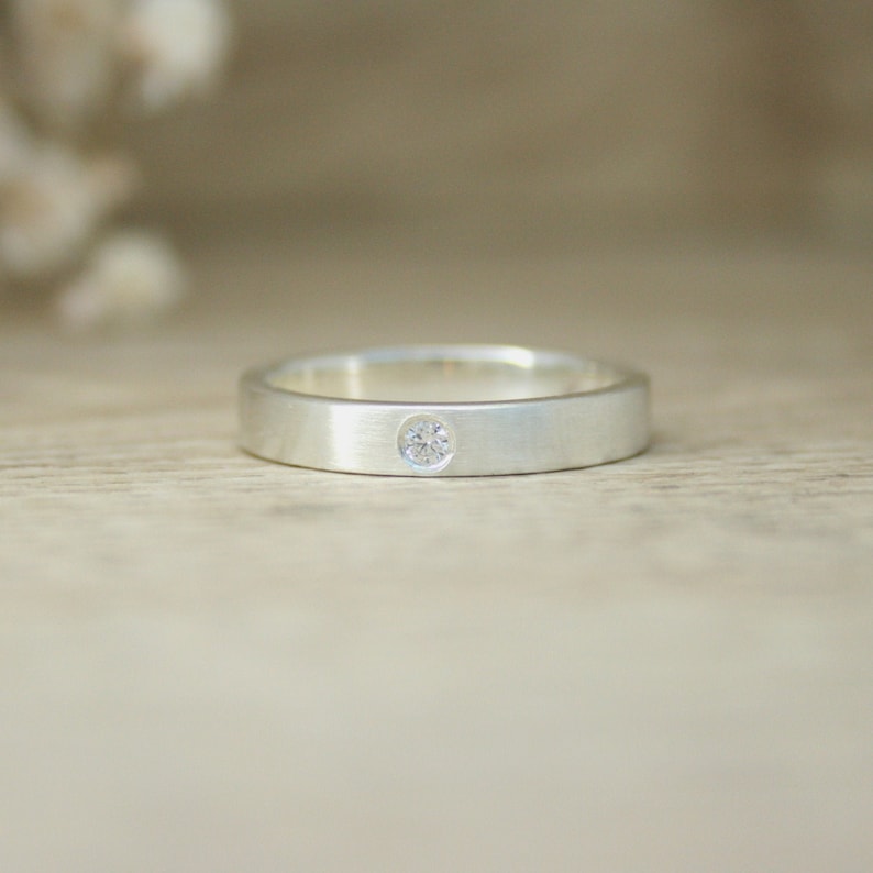 Alternative Engagement Diamond Ring Flush Set Conflict Free Etsy
