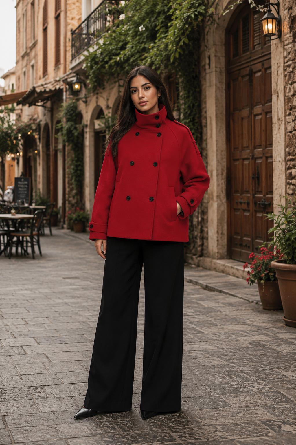 Short Wool High Neck Peacoat - Etsy