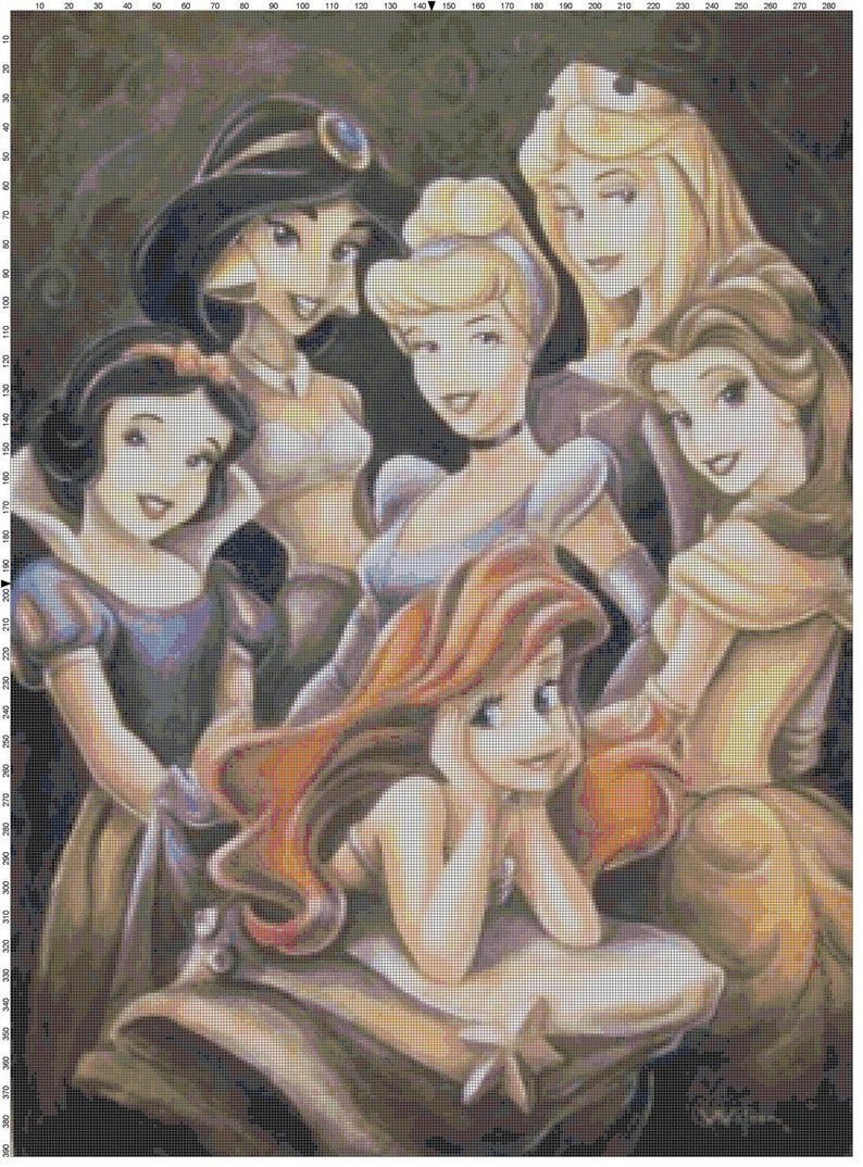 Large Size Classic Disney Princess Cross Stitch Pattern PDF Etsy