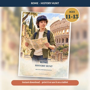 Rome History Hunt for Kids 11-13 | Printable Travel Investigation Book, 68 Pages | Instant Download image 1