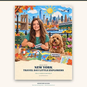 New York Travel Day Little Explorers Ages 4-6 | Printable Airplane and Train Activity Book for Toddlers | 32 Pages, Instant Download image 1